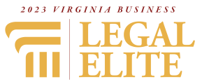 2023 Virginia Business Legal Elite logo with a column graphic in yellow and text in red and yellow accents.