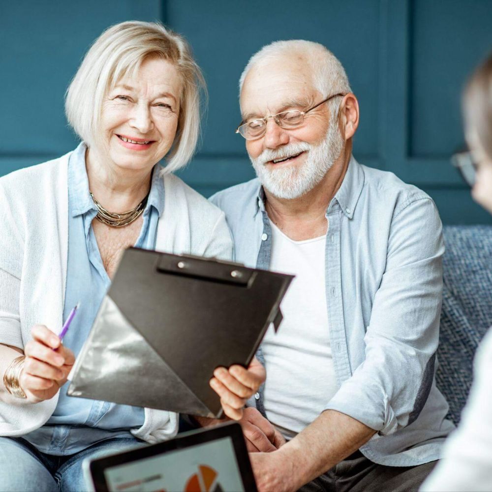 a man and a woman sitting on a couch