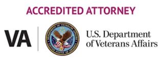 VA Accredited Attorney emblem, U.S. Department of Veterans Affairs logo, representing legal accreditation.