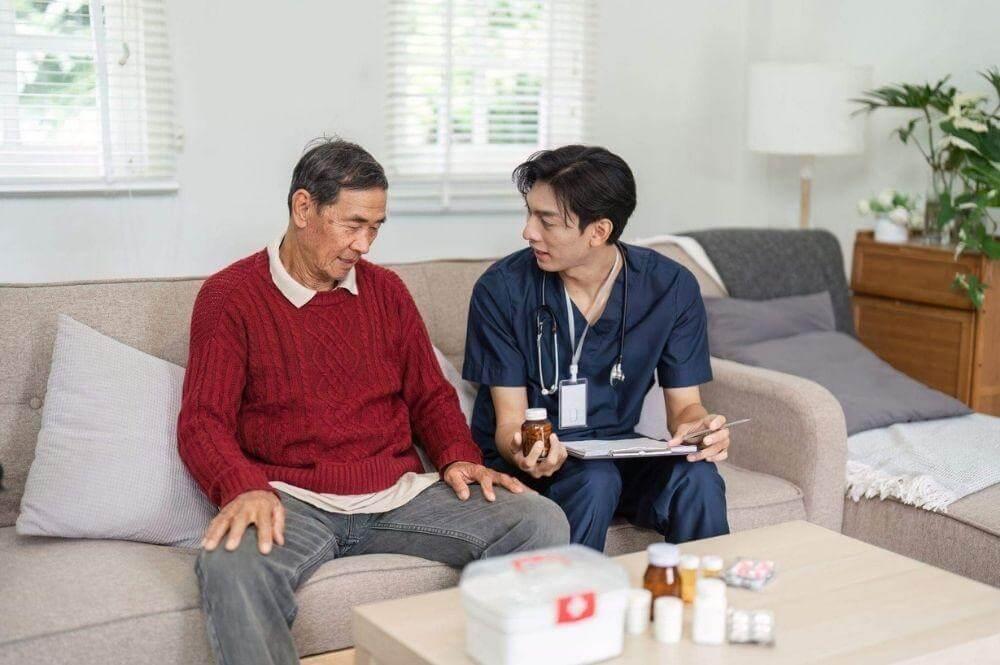 Man and woman discussing long-term care options